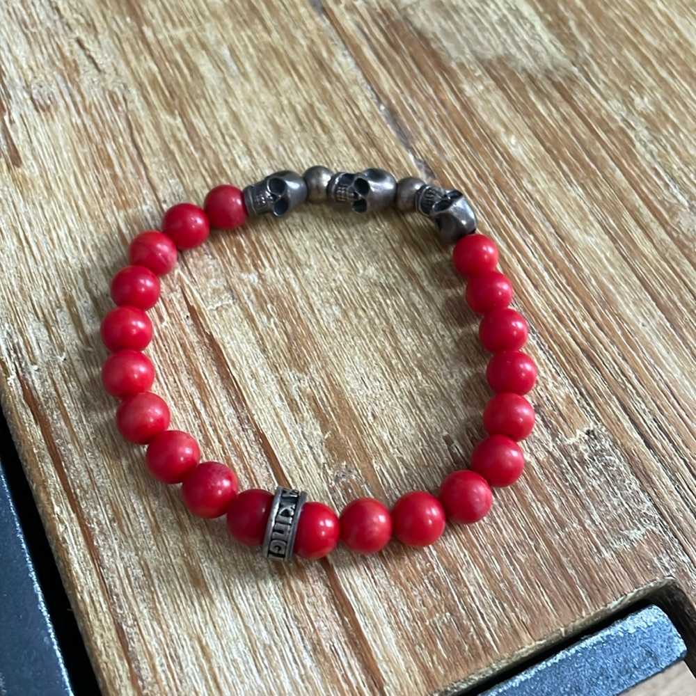 Authentic King Baby Red Coral bracelet .925 Sterling Silver